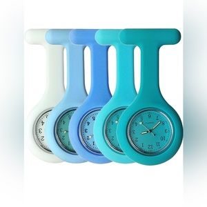 Nurse Watch Brooch, Silicone with Pin/Clip, Glow in Dark,5 watches